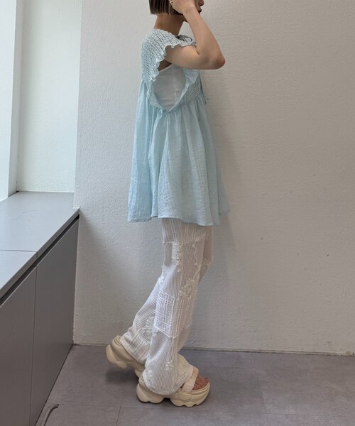 w closet（ダブルクローゼット）の「【2サイズ展開】パッチワークフレアレースパンツ（その他パンツ・レディース・ブラック/アイボリー・1/0）」の15枚目の写真