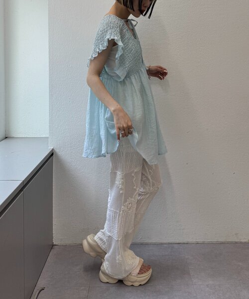 セール】【2サイズ展開】パッチワークフレアレースパンツ