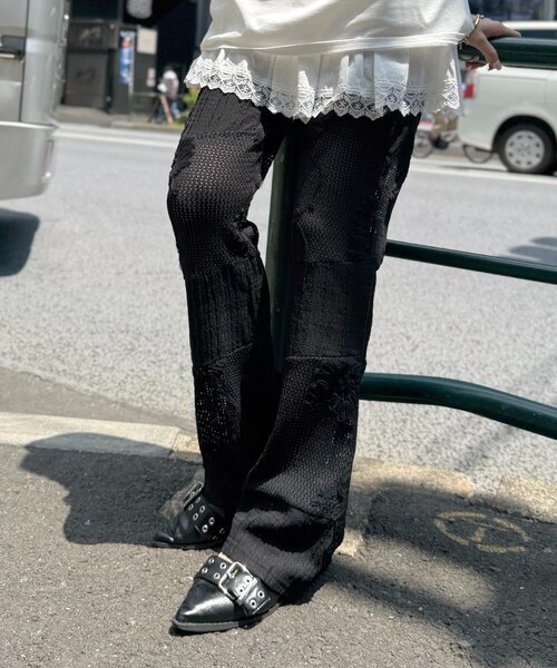 w closet（ダブルクローゼット）の「【2サイズ展開】パッチワークフレアレースパンツ（その他パンツ・レディース・ブラック/アイボリー・1/0）」の22枚目の写真