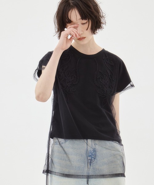 MURRAL】 Scenery embroidery sheer top / Ivy slacks – ONENESS