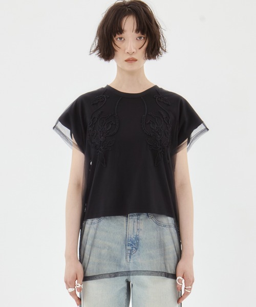 MURRAL - murral ミューラル　トップス　新品 MURRAL/ミューラル】EX.embroidered tulle layered tops/エン