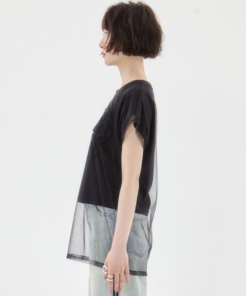 MURRAL/ミューラル】EX.embroidered tulle layered tops/エン