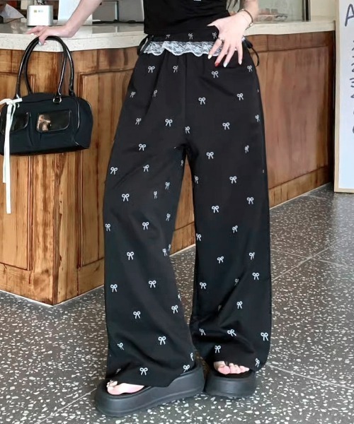 REMUR(レミュール)の「ウエストレースリボン総柄パンツ(その他パンツ・レディース・ブラック/アイボリー・L/M/S)」の18枚目の写真