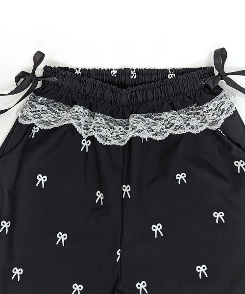 REMUR(レミュール)の「ウエストレースリボン総柄パンツ(その他パンツ・レディース・ブラック/アイボリー・L/M/S)」の7枚目の写真