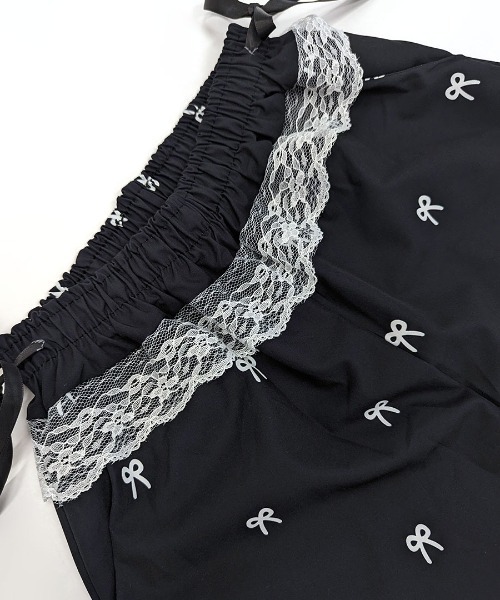 REMUR(レミュール)の「ウエストレースリボン総柄パンツ(その他パンツ・レディース・ブラック/アイボリー・L/M/S)」の6枚目の写真