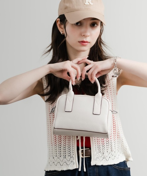 Rocky Monroe(ロッキーモンロー)の「2WAY PUレザーミニボストンバッグ ハンドバッグ ショルダーバッグ(ボストンバッグ・レディース・ブラウン/ベージュ/ブラック/ホワイト・FREE)」の7枚目の写真