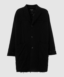 コムデギャルソン ステンカラーコート ブラック 黒 日本製 L相当 コムデギャルソンCOMME des GARCONS 裾リボンデザイン製品洗い