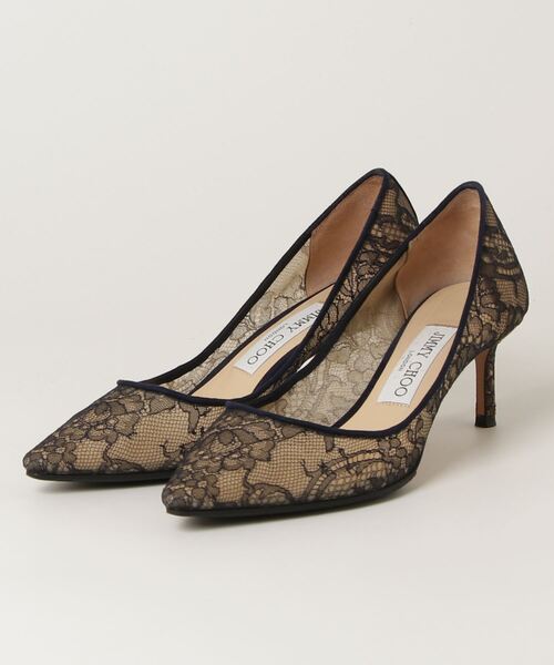 ジミーチュウ パンプス レース 優しいネイビーで繊細に彩られた