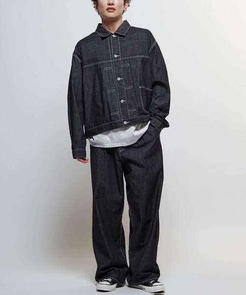 CONVERSE TOKYO（コンバーストウキョウ）の「【限定展開】LIGHT DENIM WIDE PANTS(SET UP)（デニムパンツ・レディース・ブラック/サックスブルー/ブルー・SMALL/MEDIUM）」の5枚目の写真