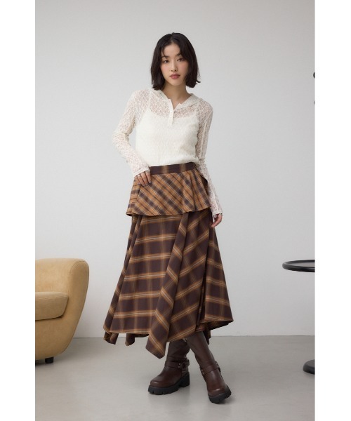 AZUL by moussy(アズールバイマウジー)の「イレヘムチェックスカート(スカート・レディース・ブラック系その他/ブラウン系その他・FREE)」の11枚目の写真