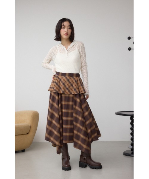 AZUL by moussy(アズールバイマウジー)の「イレヘムチェックスカート(スカート・レディース・ブラック系その他/ブラウン系その他・FREE)」の12枚目の写真