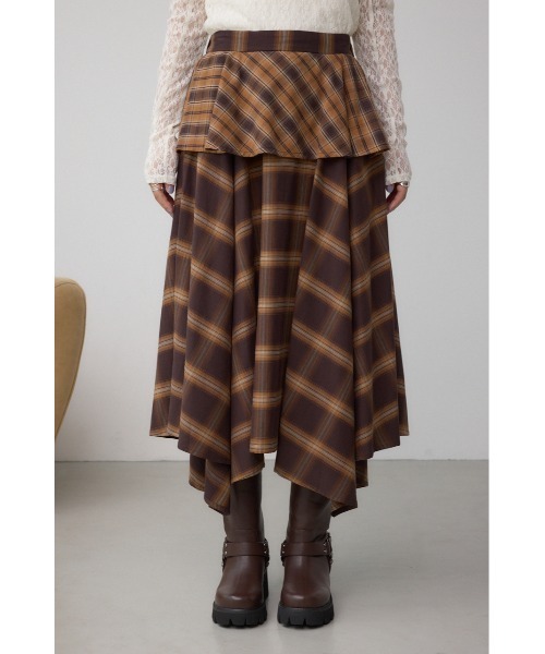 AZUL by moussy(アズールバイマウジー)の「イレヘムチェックスカート(スカート・レディース・ブラック系その他/ブラウン系その他・FREE)」の13枚目の写真