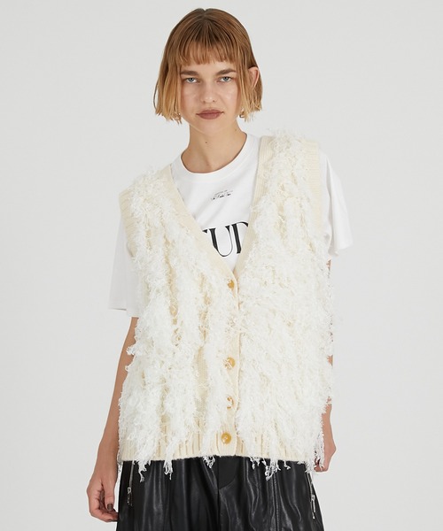 PRANK PROJECT（プランクプロジェクト）の「フラッフィーニットベスト / Fluffy Knit Vest（ベスト・レディース・ブラック/ホワイト・FREE）」の4枚目の写真