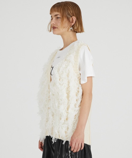 PRANK PROJECT（プランクプロジェクト）の「フラッフィーニットベスト / Fluffy Knit Vest（ベスト・レディース・ブラック/ホワイト・FREE）」の5枚目の写真