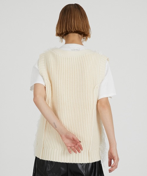 PRANK PROJECT（プランクプロジェクト）の「フラッフィーニットベスト / Fluffy Knit Vest（ベスト・レディース・ブラック/ホワイト・FREE）」の6枚目の写真