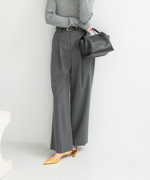 URBAN RESEARCH ROSSO WOMEN（アーバンリサーチ　ロッソ）の「ウール混防シワハイウエストワイドスラックス（その他パンツ・レディース・グレー/ベージュ/ネイビー・34/36/38/TALL）」の2枚目の写真