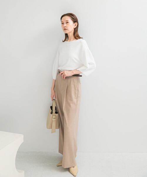 URBAN RESEARCH ROSSO WOMEN（アーバンリサーチ　ロッソ）の「ウール混防シワハイウエストワイドスラックス（その他パンツ・レディース・グレー/ベージュ/ネイビー・34/36/38/TALL）」の6枚目の写真