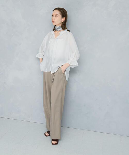 URBAN RESEARCH ROSSO WOMEN（アーバンリサーチ　ロッソ）の「ウール混防シワハイウエストワイドスラックス（その他パンツ・レディース・グレー/ベージュ/ネイビー・34/36/38/TALL）」の8枚目の写真