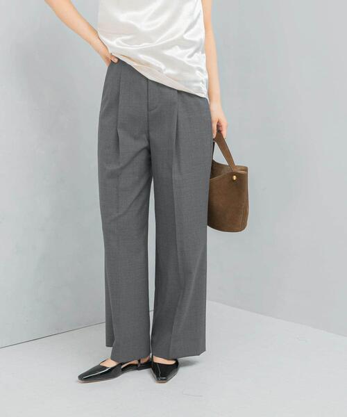 SIMPLE PROJECT ウール混ワイドスラックス　Sサイズ　ブラック セール】new basic ウールツイルワイドスラックス（その他パンツ