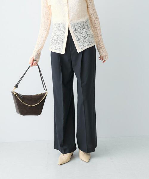 セール】ウール混防シワハイウエストワイドスラックス（その他パンツ