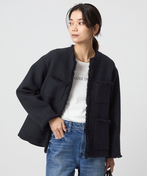 green label relaxing ツイード　ノーカラー　ジャケット UNITED ARROWS green label relaxing｜ミックスツイードライク