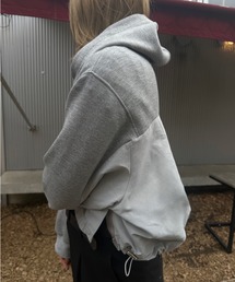 【Chillity】ナイロン切り替えショートフーディー/Nylon Panel Short Hoodie
