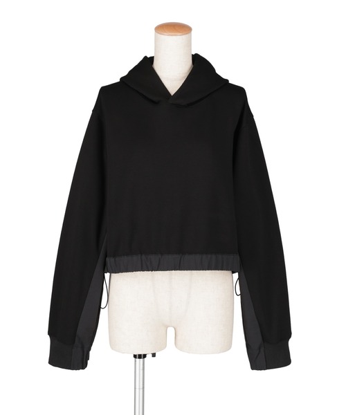 KONVINI(コンビニ)の「【Chillity】ナイロン切り替えショートフーディー/Nylon Panel Short Hoodie(パーカー・レディース・ブラック/グレー・FREE)」の14枚目の写真