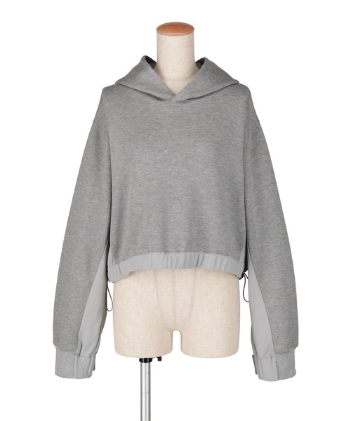 KONVINI(コンビニ)の「【Chillity】ナイロン切り替えショートフーディー/Nylon Panel Short Hoodie(パーカー・レディース・ブラック/グレー・FREE)」の13枚目の写真