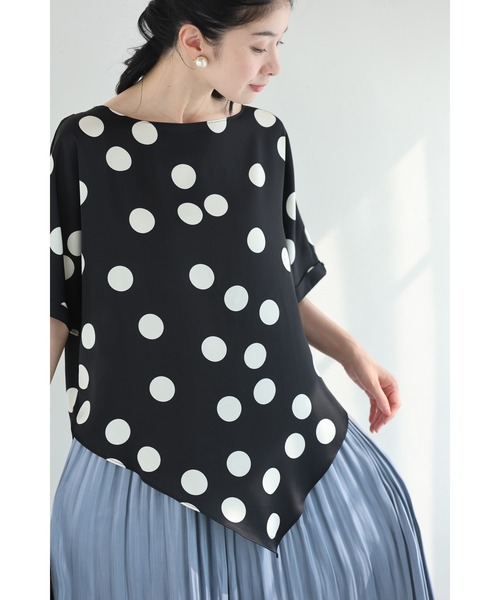 cawaii（カワイイ）の「（黒）艶めくドット柄プルオーバートップス（コサージュベルト付き）（Tシャツ/カットソー・レディース・ブラック・FREE）」の7枚目の写真
