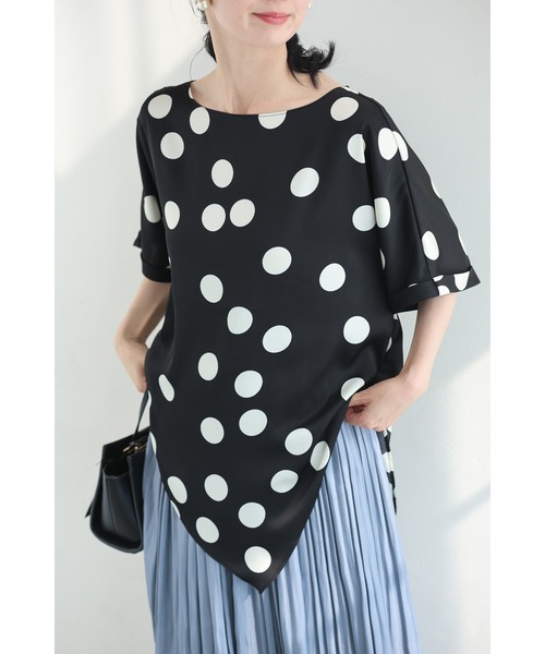 cawaii（カワイイ）の「（黒）艶めくドット柄プルオーバートップス（コサージュベルト付き）（Tシャツ/カットソー・レディース・ブラック・FREE）」の15枚目の写真