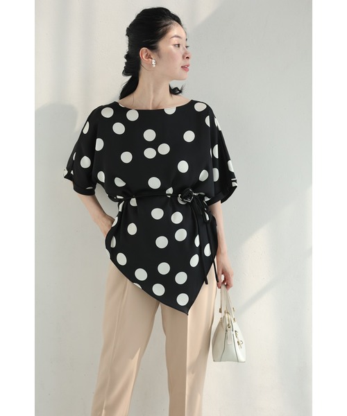 cawaii（カワイイ）の「（黒）艶めくドット柄プルオーバートップス（コサージュベルト付き）（Tシャツ/カットソー・レディース・ブラック・FREE）」の16枚目の写真