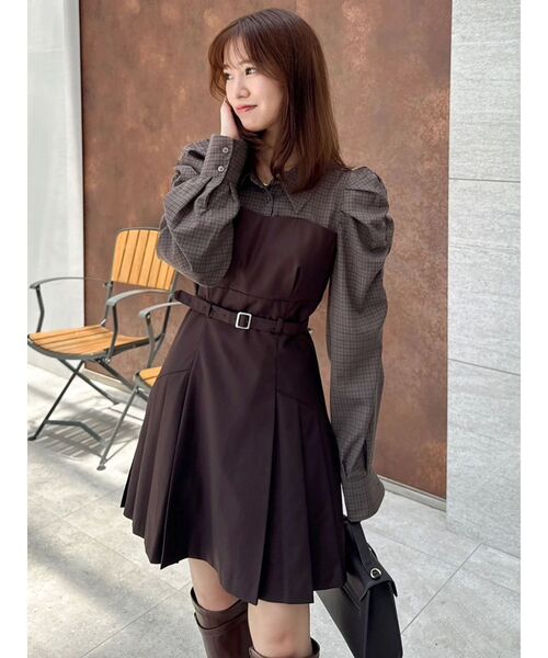 dazzlin レイヤードシャツミニワンピース Mサイズ dazzlin ワンピース レイヤードシャツミニワンピース : ZOZOTOWN