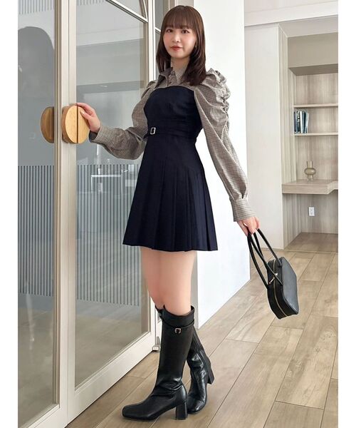 dazzlin レイヤードシャツミニワンピース ベージュ M ダズリン dazzlin レイヤードシャツミニワンピース （ベージュ