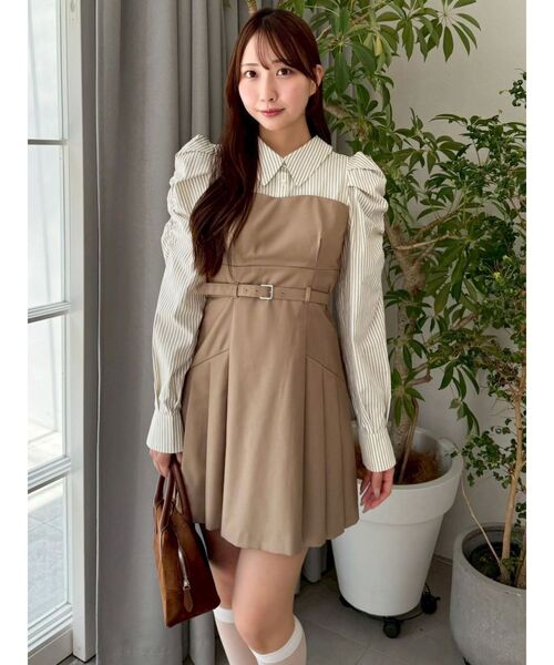 dazzlin ダズリン　レイヤードシャツミニワンピース 長袖レイヤードシャツミニワンピース（ワンピース）｜dazzlin