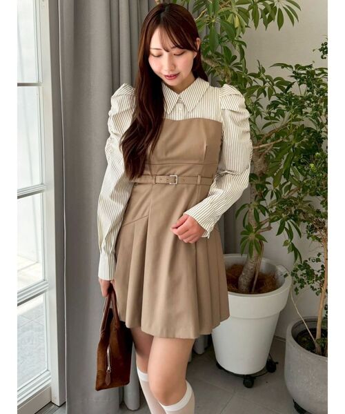 dazzlin（ダズリン）の「長袖レイヤードシャツミニワンピース