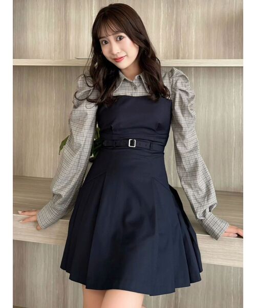 dazzlin レイヤードシャツミニワンピース Mサイズ dazzlin ワンピース レイヤードシャツミニワンピース : ZOZOTOWN