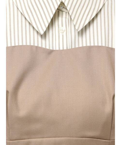 dazzlin レイヤードシャツミニワンピース ベージュ M 長袖レイヤードシャツミニワンピース（ワンピース）｜dazzlin