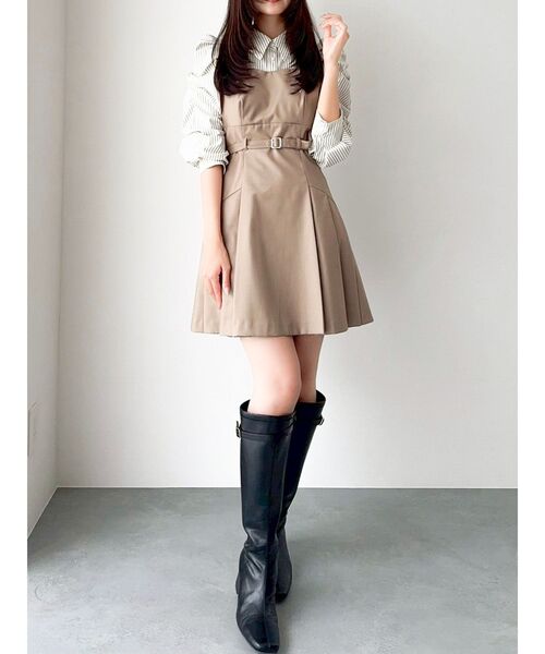 dazzlin レイヤードシャツミニワンピース ベージュ S ダズリン dazzlin レイヤードシャツミニワンピース （ベージュ