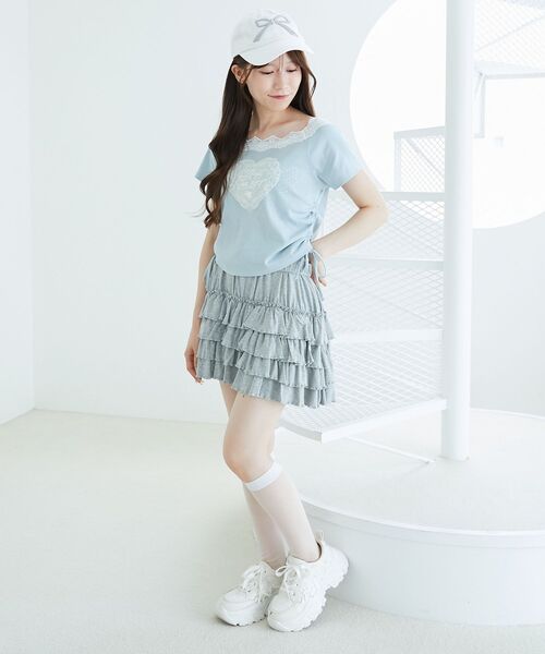 MAJESTIC LEGON（マジェスティックレゴン）の「4段フリルスカパン（スカート・レディース・グレー/ブラウン/アイボリー/チャコールグレー・MEDIUM）」の14枚目の写真