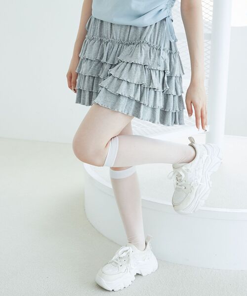 MAJESTIC LEGON（マジェスティックレゴン）の「4段フリルスカパン（スカート・レディース・グレー/ブラウン/アイボリー/チャコールグレー・MEDIUM）」の17枚目の写真