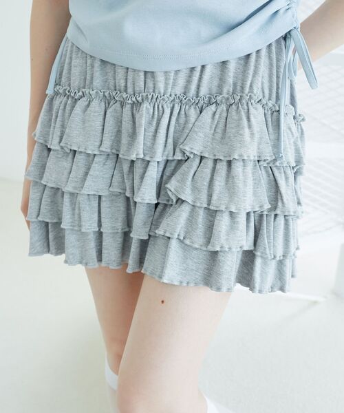 MAJESTIC LEGON（マジェスティックレゴン）の「4段フリルスカパン（スカート・レディース・グレー/ブラウン/アイボリー/チャコールグレー・MEDIUM）」の19枚目の写真