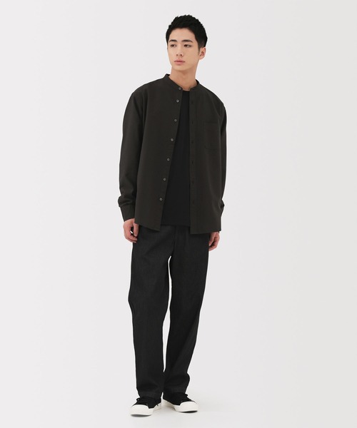 無印良品（ムジルシリョウヒン）の「紳士　洗いざらしオックススタンドカラー長袖シャツ（シャツ/ブラウス・メンズ・ダークグレー/サンドベージュ/ホワイト/ダークネイビー/カーキ・S/M/L/XL）」の8枚目の写真