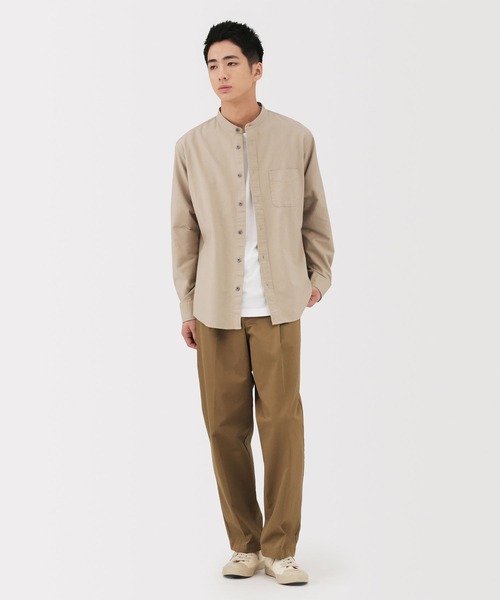 無印良品（ムジルシリョウヒン）の「紳士　洗いざらしオックススタンドカラー長袖シャツ（シャツ/ブラウス・メンズ・ダークグレー/サンドベージュ/ホワイト/ダークネイビー/カーキ・S/M/L/XL）」の11枚目の写真