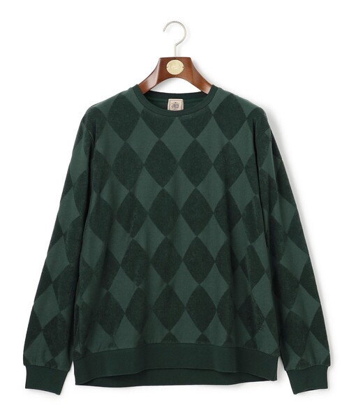 J.PRESS(ジェイプレス)の「アーガイルワントーンリンクス ロングスリーブ Tシャツ(Tシャツ/カットソー・メンズ・グリーン系/ライトグレー系/ネイビー系・MEDIUM/SMALL/X-LARGE/LARGE)」の2枚目の写真