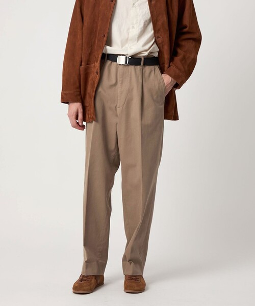 NEAT ブラウン プリーツスラックス セール】＜Steven Alan＞ ブラッシュド コットン アウト ワンプリーツ