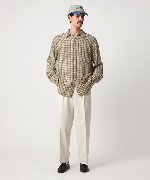 ＜Steven Alan＞ RENULNN アウト ワンプリーツ スラックス Steven Alan＞ ウール オックスフォード アウト ワンプリーツ