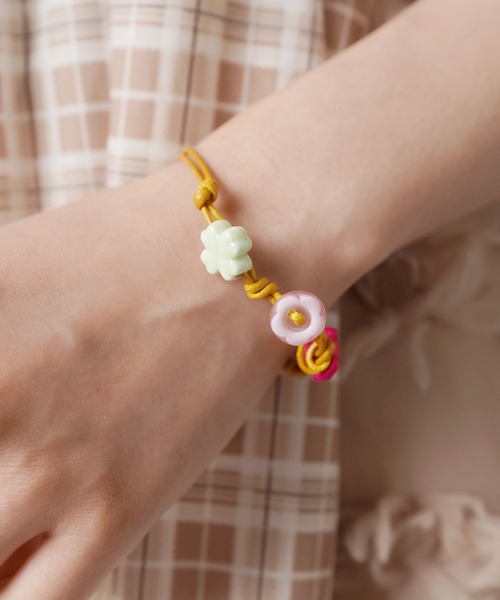 紐ブレスレット/クマボタン/NEO森ガール（ブレスレット