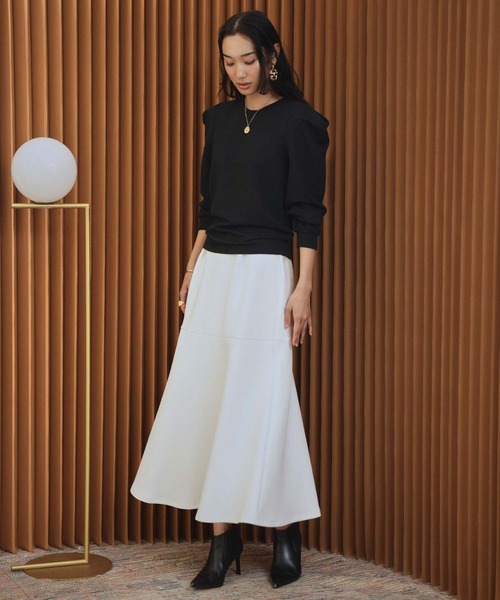 ELFRANK(エルフランク)の「《新色追加》パワーショルダー ボーダー クルーネック プルオーバー カットソー(Tシャツ/カットソー・レディース・ネイビー×ホワイト/ブラック×ホワイト/ホワイト×ブラック/ブラック/ブラウン/レッド/オフホワイト・M/L)」の12枚目の写真