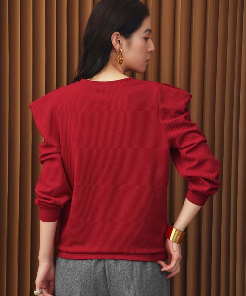 ELFRANK(エルフランク)の「《新色追加》パワーショルダー ボーダー クルーネック プルオーバー カットソー(Tシャツ/カットソー・レディース・ネイビー×ホワイト/ブラック×ホワイト/ホワイト×ブラック/ブラック/ブラウン/レッド/オフホワイト・M/L)」の14枚目の写真