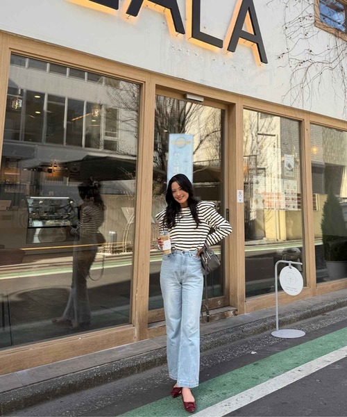 ELFRANK(エルフランク)の「パワーショルダー ボーダー クルーネック プルオーバー カットソー(Tシャツ/カットソー・レディース・ネイビー/ブラック/アイボリー・M/L)」の13枚目の写真